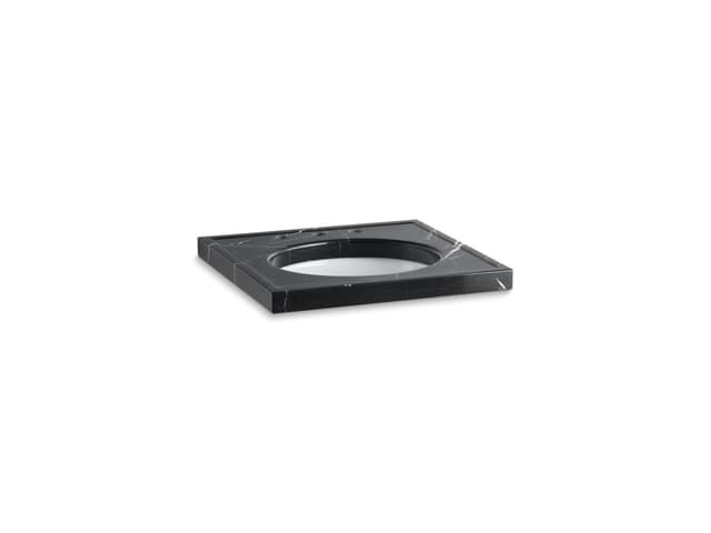 Kohler Kathryn 24'' x 22'' marble console tabletop with 8'' widespread faucet holes and cut for K-2205-G/K-2210-G undermount bathroom sink - Nero Marquina Marble