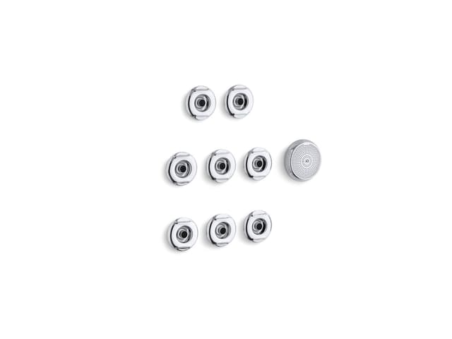 Kohler Flexjet Whirlpool trim kit with eight jets - Polished Chrome