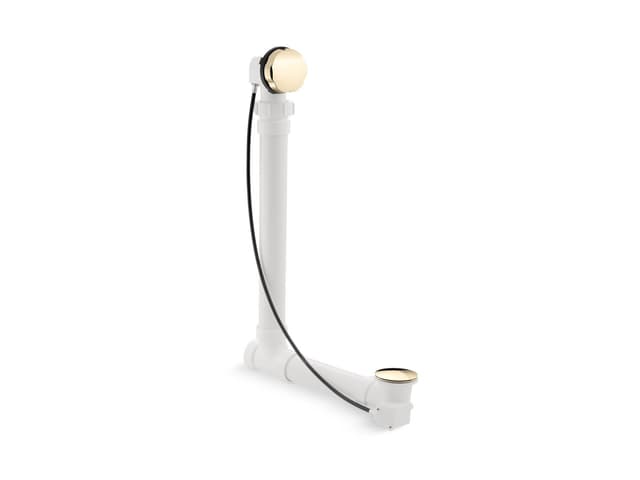 Kohler Clearflo Cable bath drain with PVC tubing - Vibrant French Gold