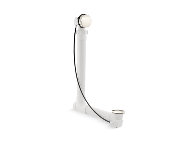Kohler Clearflo Cable bath drain with PVC tubing - Vibrant Polished Nickel