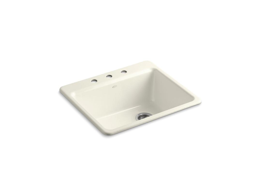 Kohler Riverby 25'' top-mount single-bowl kitchen sink - Biscuit by Kohler