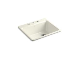 Kohler Riverby 25'' top-mount single-bowl kitchen sink - Biscuit - image 1
