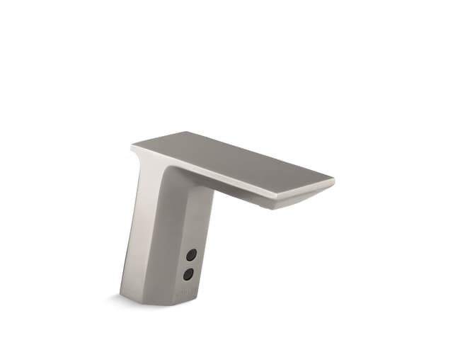 Kohler Geometric Touchless single-hole lavatory faucet with InsightE sensor technology and temperature mixer, AC-powered, 0.5 gpm - Vibrant Stainless