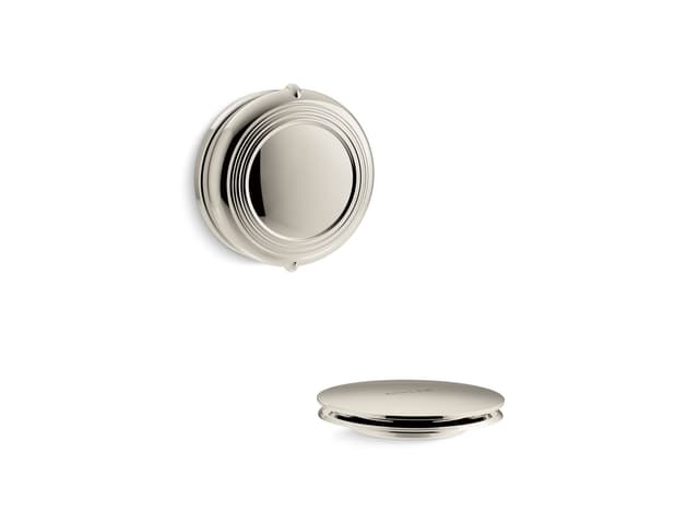 Kohler PureFloE Traditional rotary-turn bath drain trim - Vibrant Polished Nickel