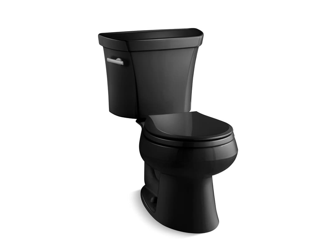 Kohler Wellworth Two-piece round-front toilet, 1.28 gpf - Black by Kohler