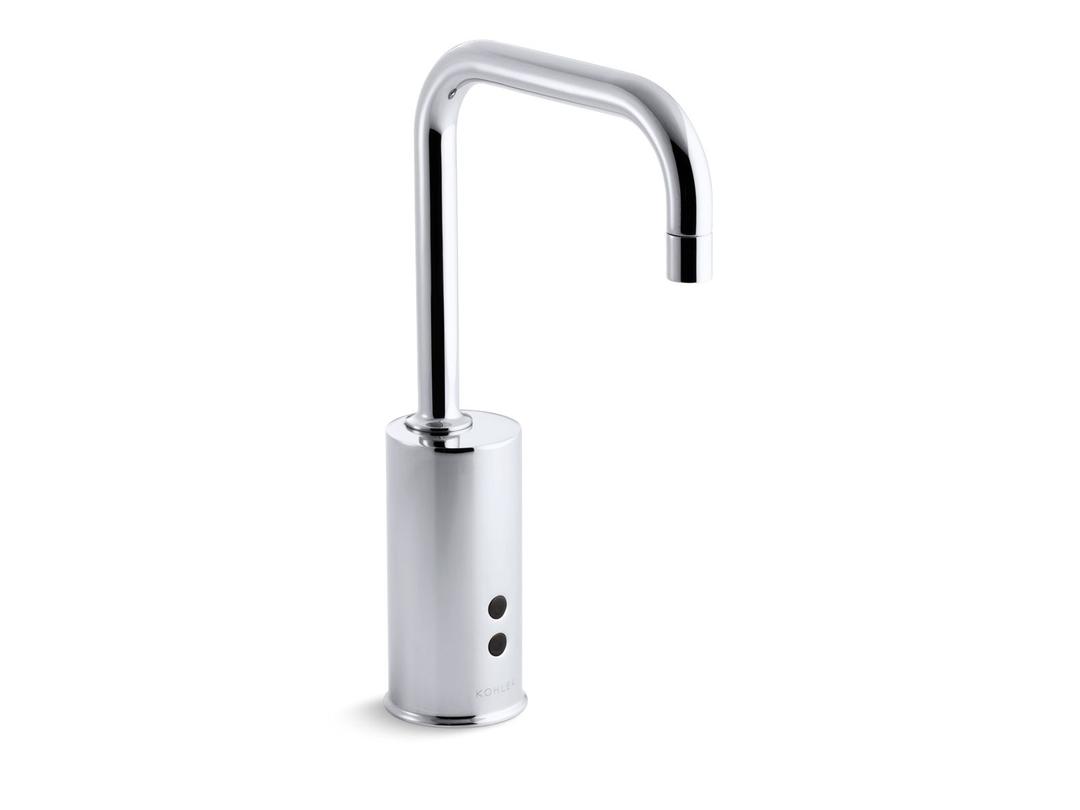 Kohler Gooseneck Centerset commercial lavatory faucet with 1.5 gpm spray, flexible connections and 5'' lever handle, drain not included and lift-rod hole - Polished Chrome by Kohler