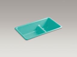 Kohler Iron/Tones Smart Divide 33'' top-/undermount double-bowl kitchen sink - Teal - image 4