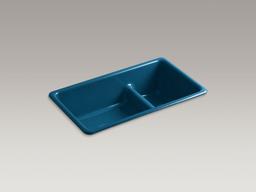 Kohler Iron/Tones Smart Divide 33'' top-/undermount double-bowl kitchen sink - Teal - image 2