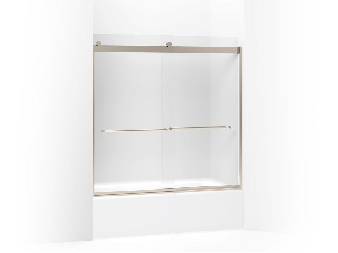 Kohler Levity Sliding bath door, 59-3/4'' H x 56-5/8 - 59-5/8'' W, with 1/4'' thick Frosted glass - Anodized Brushed Bronze by Kohler