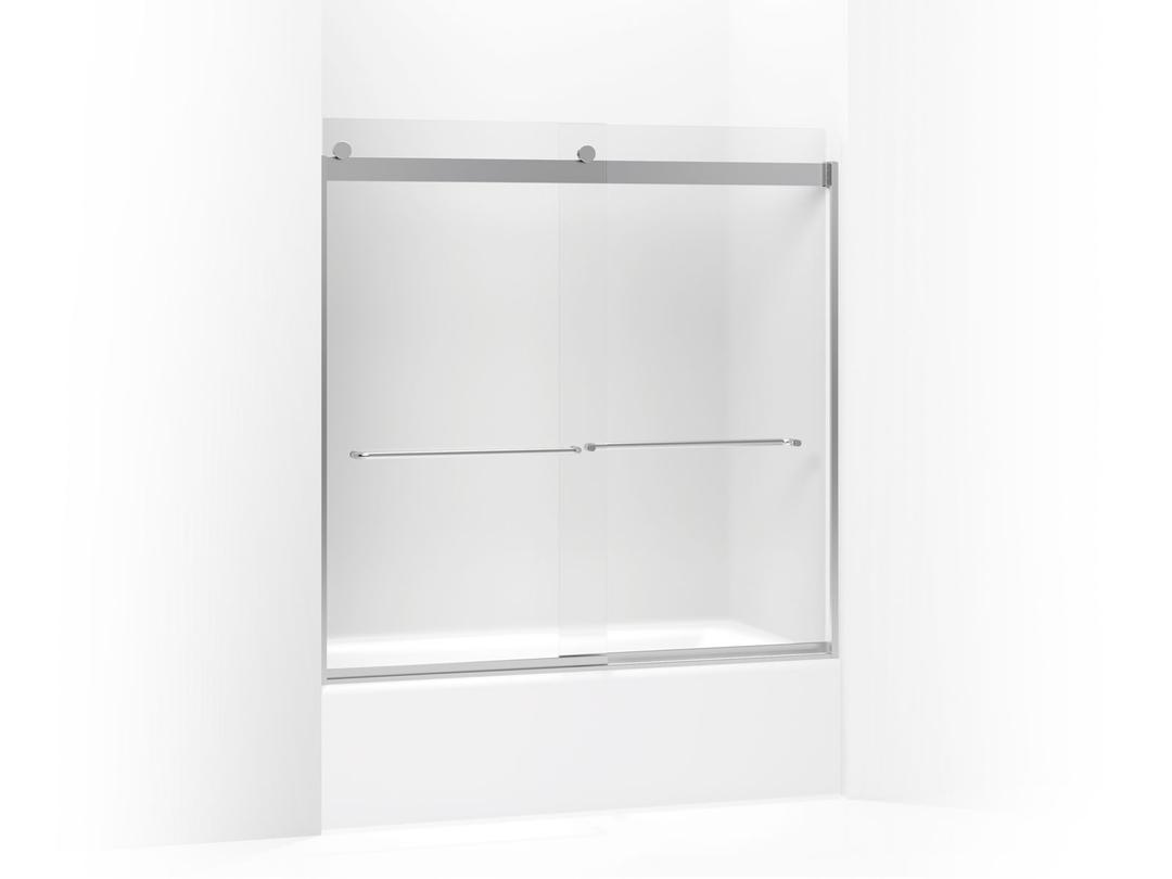 Kohler Levity Sliding bath door, 59-3/4'' H x 56-5/8 - 59-5/8'' W, with 1/4'' thick Frosted glass - Bright Silver by Kohler