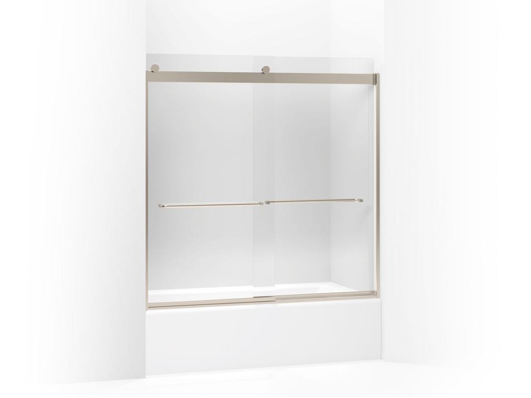 Kohler Levity Sliding bath door, 59-3/4'' H x 56-5/8 - 59-5/8'' W, with 1/4'' thick Crystal Clear glass - Anodized Brushed Bronze by Kohler