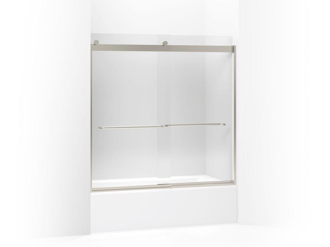 Kohler Levity Sliding bath door, 59-3/4'' H x 56-5/8 - 59-5/8'' W, with 1/4'' thick Crystal Clear glass - Matte Nickel by Kohler
