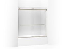 Kohler Levity Sliding bath door, 59-3/4'' H x 56-5/8 - 59-5/8'' W, with 1/4'' thick Crystal Clear glass - Matte Nickel - image 1