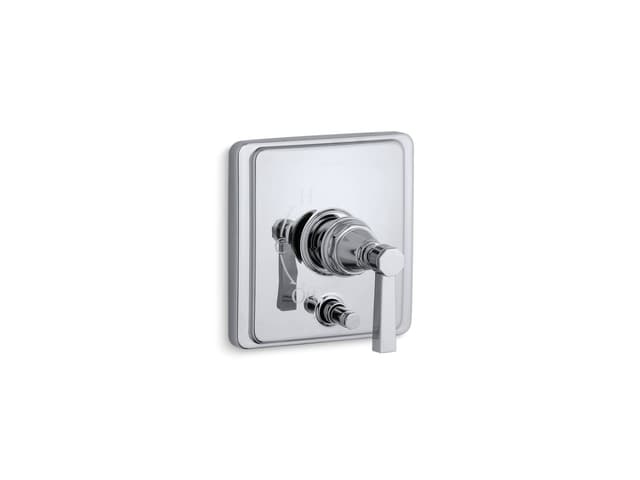 Kohler Pinstripe Rite-Temp valve trim with push-button diverter and lever handle - Polished Chrome