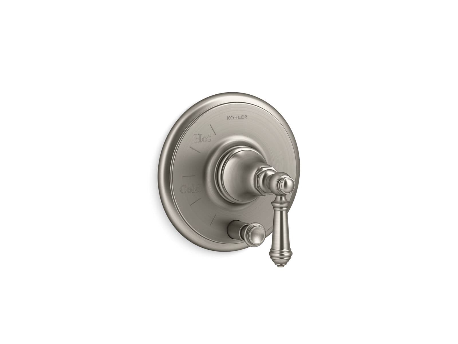 Kohler Artifacts Rite-Temp valve trim with push-button diverter and lever handle - Vibrant Brushed Nickel by Kohler