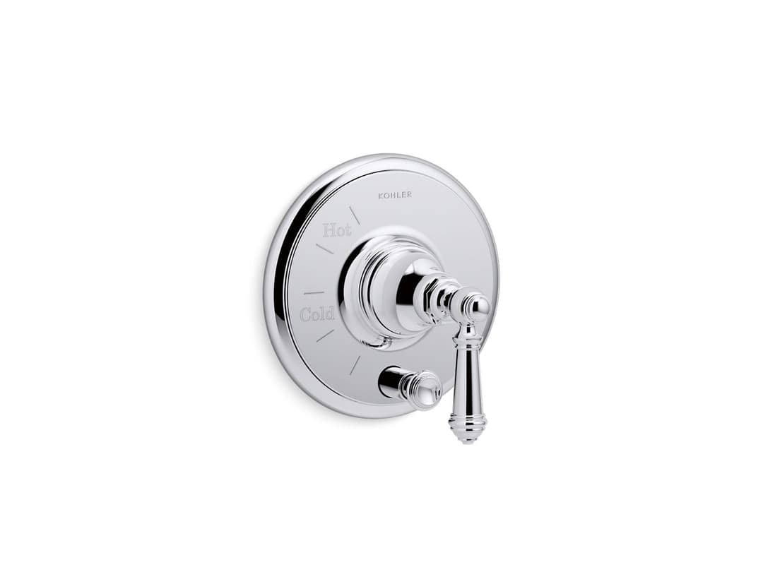 Kohler Artifacts Rite-Temp valve trim with push-button diverter and lever handle - Polished Chrome by Kohler