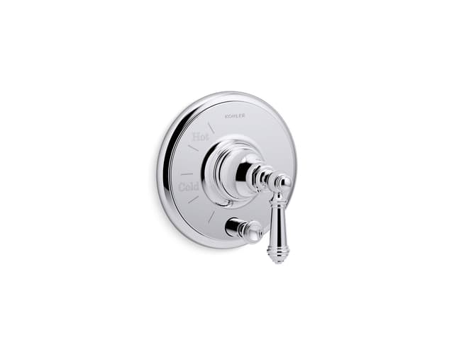 Kohler Artifacts Rite-Temp valve trim with push-button diverter and lever handle - Polished Chrome