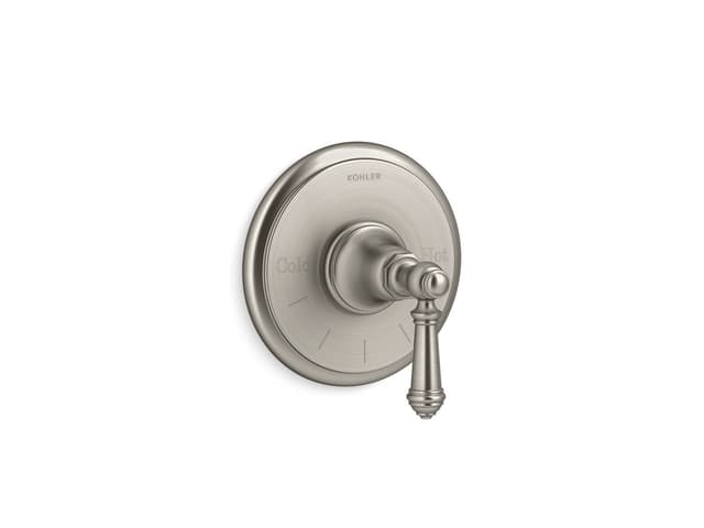 Kohler Artifacts MasterShower temperature control valve trim with lever handle - Vibrant Brushed Nickel