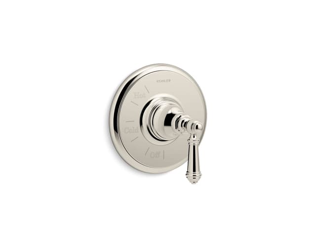 Kohler Artifacts Rite-Temp valve trim with lever handle - Vibrant Polished Nickel