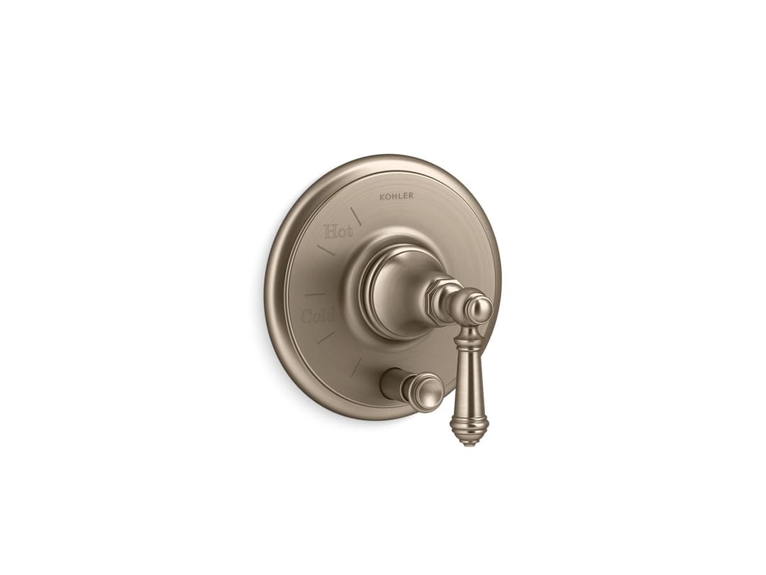 Kohler Artifacts Rite-Temp valve trim with push-button diverter and lever handle - Vibrant Brushed Bronze by Kohler