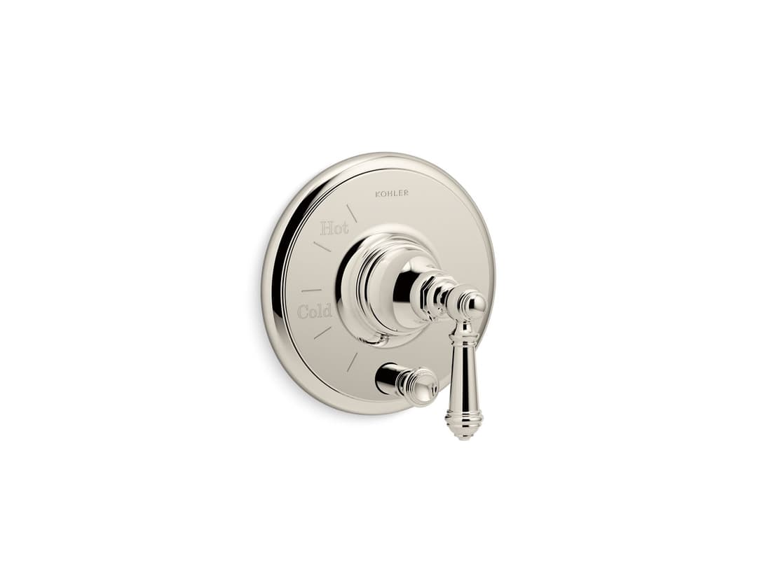 Kohler Artifacts Rite-Temp valve trim with push-button diverter and lever handle - Vibrant Polished Nickel by Kohler