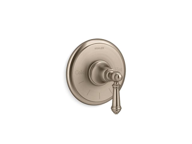 Kohler Artifacts MasterShower temperature control valve trim with lever handle - Vibrant Brushed Bronze
