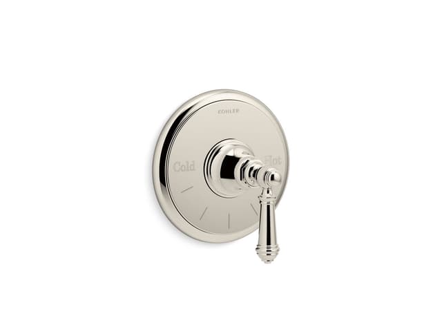 Kohler Artifacts MasterShower temperature control valve trim with lever handle - Vibrant Polished Nickel