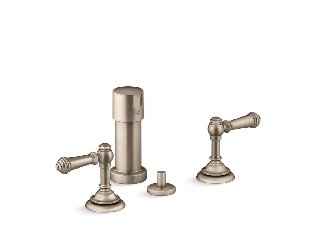 Kohler Artifacts Widespread bidet faucet with lever handles - Vibrant Brushed Bronze by Kohler