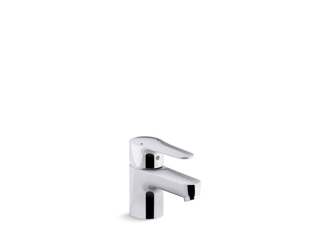 Kohler July Centerset commercial lavatory faucet with ground joints, grid drain, 0.5 gpm spray and 3-1/4'' lever handle - Polished Chrome