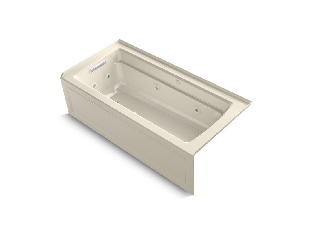 Archer 66'' x 32'' integral apron Heated BubbleMassageE air bath and whirlpool with right-hand drain by Kohler