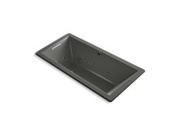 Kohler Underscore Rectangle 66'' x 32'' Heated BubbleMassageE air bath with whirlpool, end drain - Dune - image 2