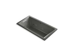 Kohler Underscore Rectangle 60'' x 30'' Heated BubbleMassageE air bath with whirlpool, end drain - Dune - image 2