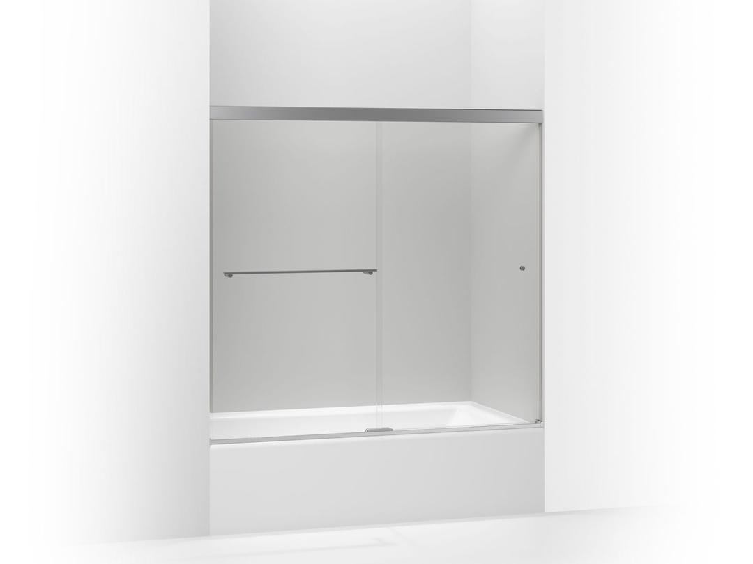 Kohler Revel Sliding bath door, 55-1/2'' H x 56-5/8 - 59-5/8'' W, with 5/16'' thick Crystal Clear glass - Anodized Brushed Nickel by Kohler