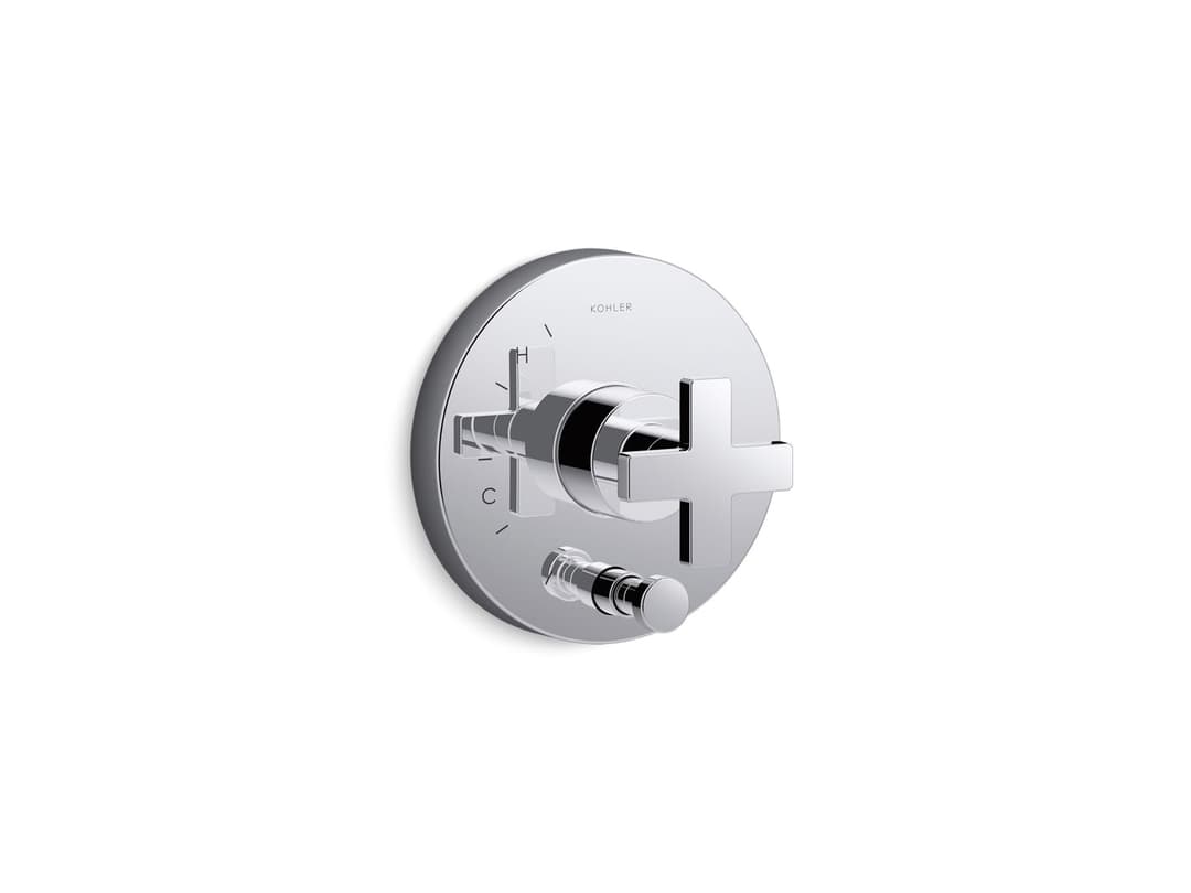 Kohler Composed Rite-Temp valve trim with push-button diverter and cross handle - Polished Chrome by Kohler