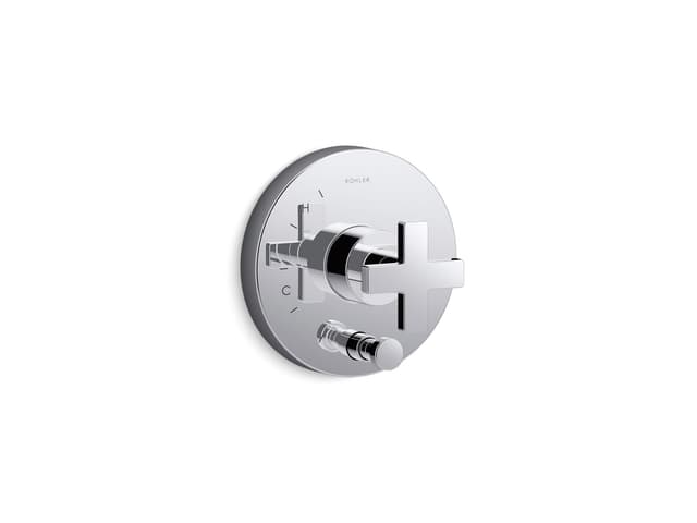 Kohler Composed Rite-Temp valve trim with push-button diverter and cross handle - Polished Chrome