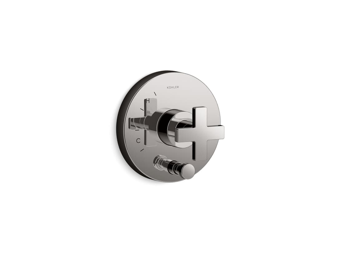 Kohler Composed Rite-Temp valve trim with push-button diverter and cross handle - Vibrant Titanium by Kohler