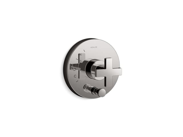 Kohler Composed Rite-Temp valve trim with push-button diverter and cross handle - Vibrant Titanium