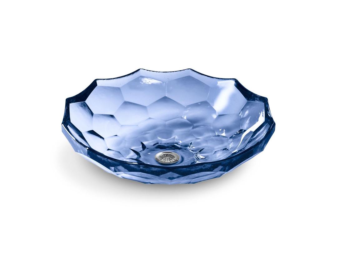 BrioletteE 17-1/2'' round vessel bathroom sink, no overflow - Translucent Sapphire by Kohler
