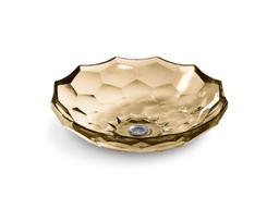 BrioletteE 17-1/2'' round vessel bathroom sink, no overflow - Translucent Sandalwood - image 1