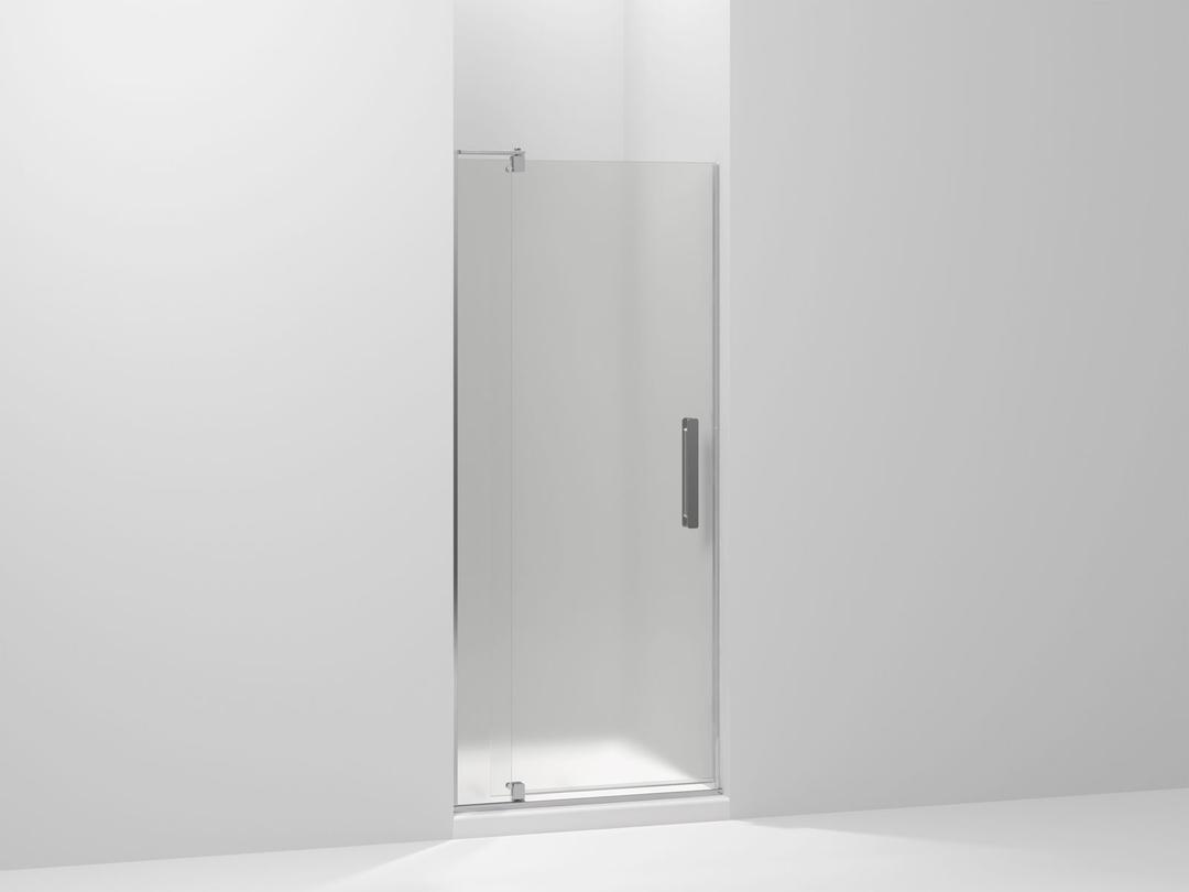 Kohler Revel Pivot shower door, 70'' H x 27-5/16 - 31-1/8'' W, with 5/16'' thick Frosted glass - Bright Polished Silver by Kohler