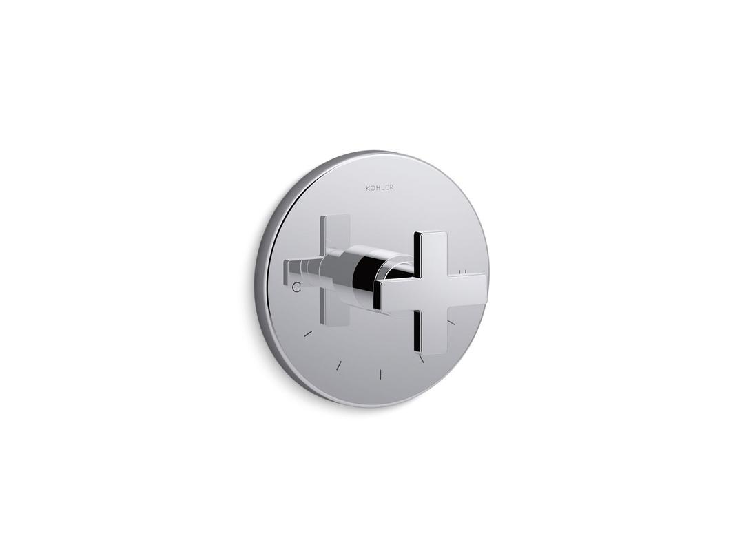 Kohler Composed MasterShower temperature control valve trim with cross handle - Polished Chrome by Kohler