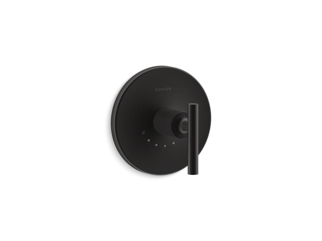 Kohler Purist MasterShower temperature control valve trim with lever handle - Matte Black by Kohler