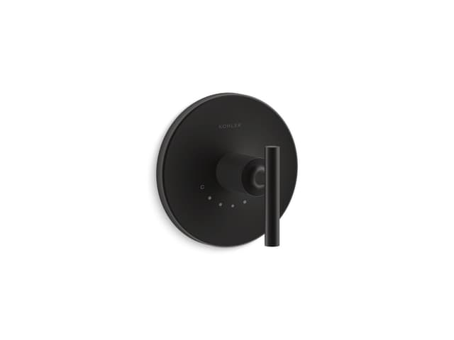 Kohler Purist MasterShower temperature control valve trim with lever handle - Matte Black