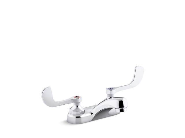 Kohler Triton Bowe 0.5 gpm centerset bathroom sink faucet with aerated flow and wristblade handles, drain not included - Polished Chrome