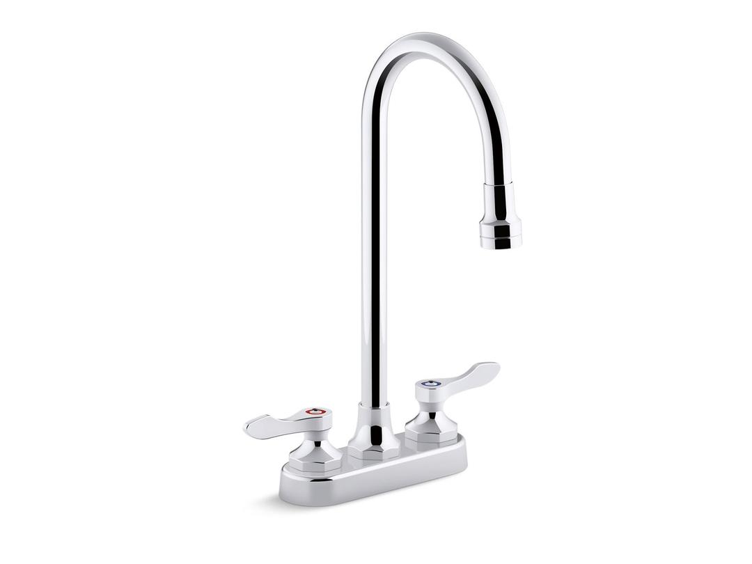 Kohler Triton Bowe 1.0 gpm centerset bathroom sink faucet with aerated flow, gooseneck spout and lever handles, drain not included - Polished Chrome by Kohler