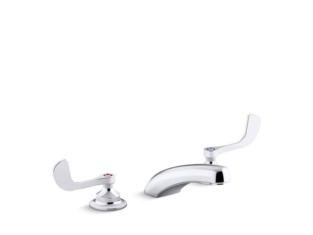 Kohler Triton Bowe 0.5 gpm widespread bathroom sink faucet with aerated flow and wristblade handles, drain not included - Polished Chrome