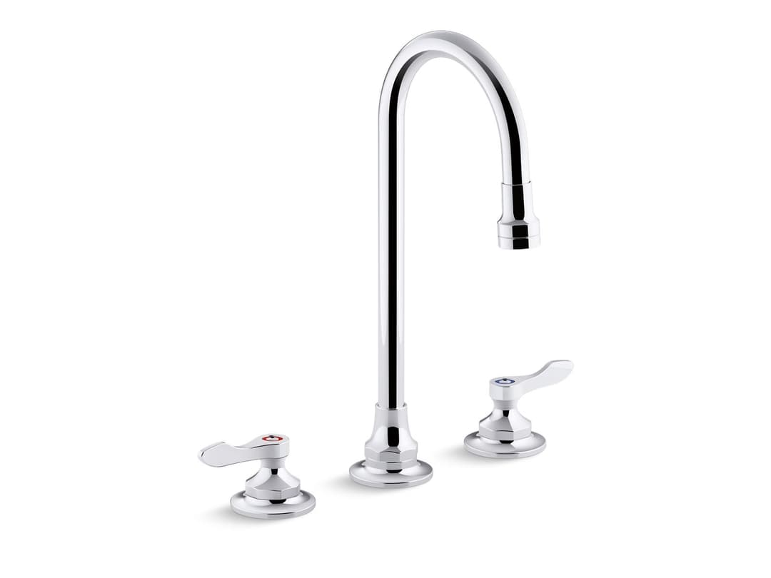 Kohler Triton Bowe 0.5 gpm widespread bathroom sink faucet with aerated flow, gooseneck spout and lever handles, drain not included - Polished Chrome by Kohler