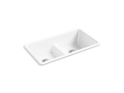 Kohler Iron/Tones Smart Divide 33'' top-/undermount double-bowl kitchen sink - Ice Grey - image 2