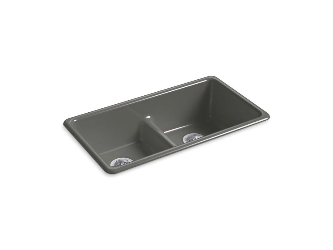 Kohler Iron/Tones Smart Divide 33'' top-/undermount double-bowl kitchen sink - Thunder Grey by Kohler