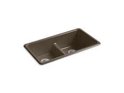 Kohler Iron/Tones Smart Divide 33'' top-/undermount double-bowl kitchen sink - Ice Grey - image 3